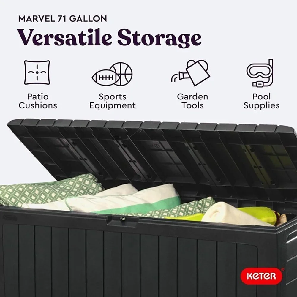 NEW Resin Deck Box-Organization and Storage for Patio Furniture Outdoor Cushions - Picture 5 of 9